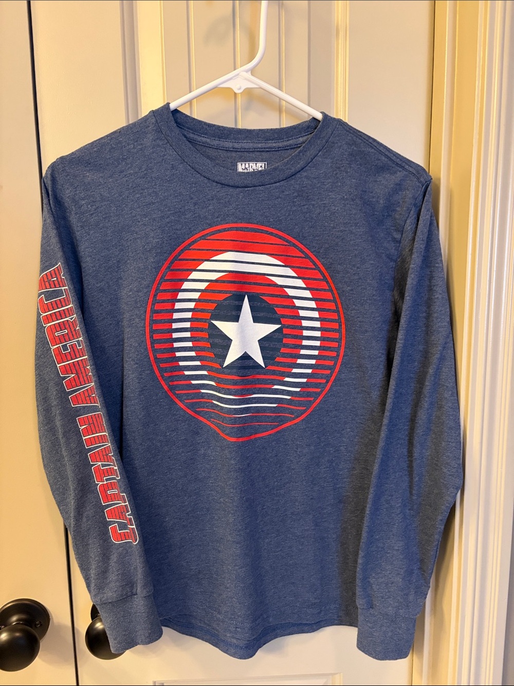 Marvel Boys Blue Long-Sleeve Captain America Shield Tee